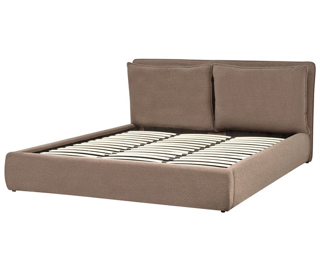 Beliani Cama baú Bouclé BAJONNA 204x235 Cinza