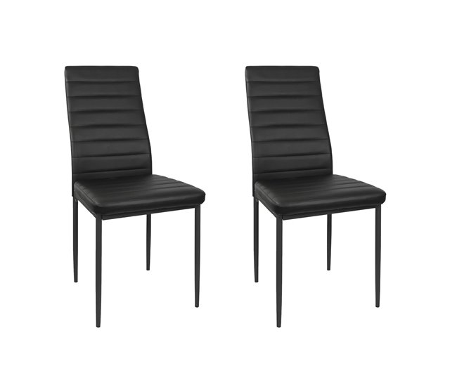 Pacote de 2 cadeiras Avat para sala de estar e jantar estilo industrial Preto