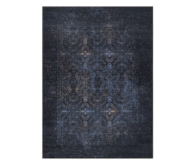 ANDRE 1058 Tapete Ornamento vintage antiderrapante 80x150 Preto