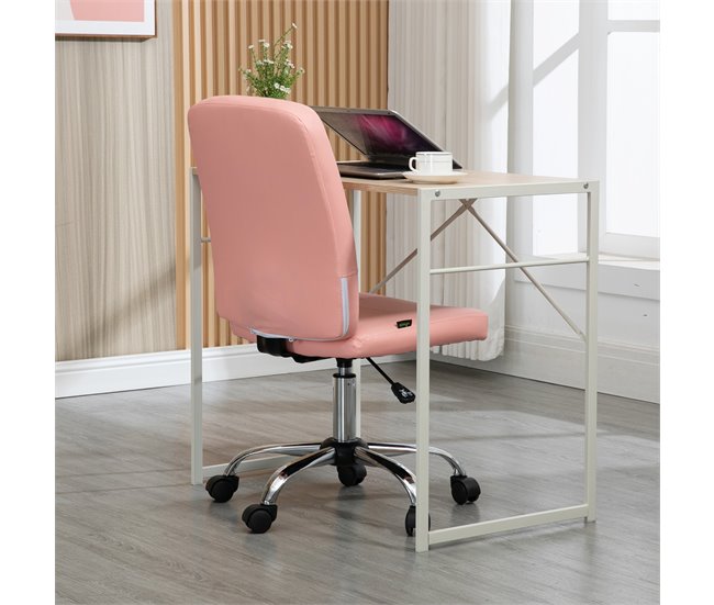 Cadeira de Escritório PVC, Espuma, Aço e Placa Multicamadas Rosa