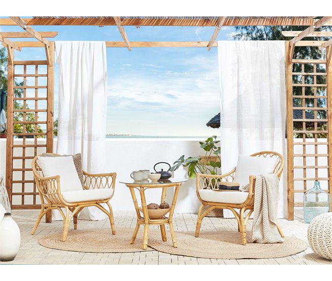 Beliani Conjunto lounge Rattan/vime SIBARI Bege