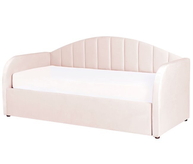 Beliani Cama nido Terciopelo EYBURIE 99x217 Cinza Claro