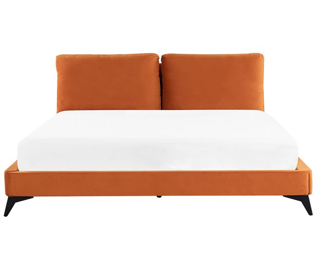 Beliani Cama com estrado Veludo MELLE 196x233 Cinza