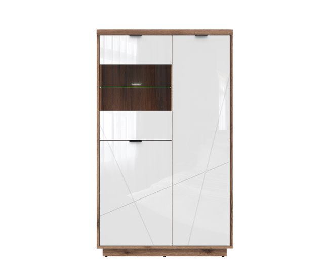 Vitrina de 3 portas Sven 43 Natural/ Branco