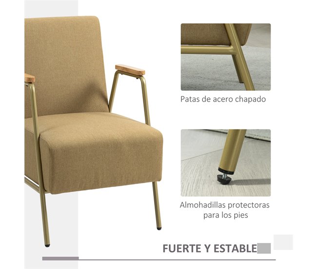 Poltrona Individual poliéster, espuma, aço, painel multicamadas Castanho