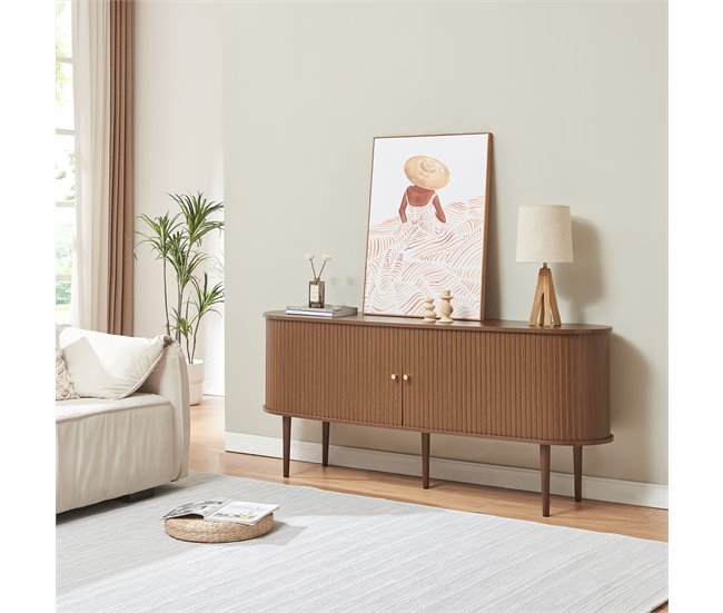 Aparador Mapia com 2 portas de correr [en.casa] 166 Nogal