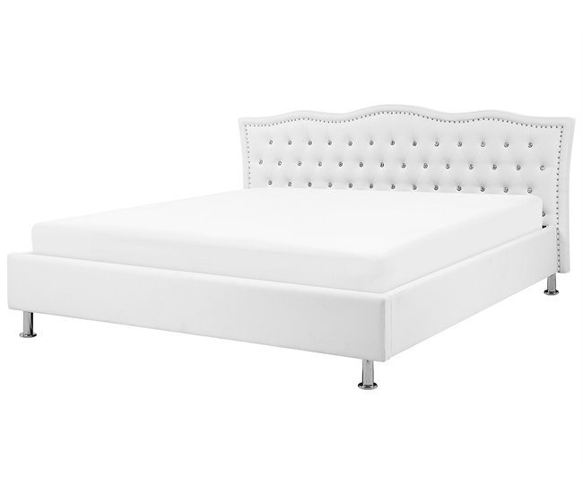 Beliani Cama con almacenaje Piel sintética METZ 212x215 Branco