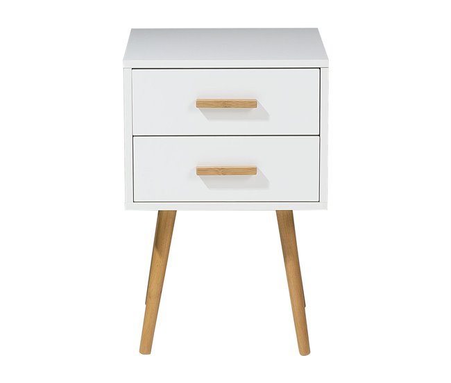 Beliani Mesinha de cabeceira ALABAMA 40x40 Branco/ Bege