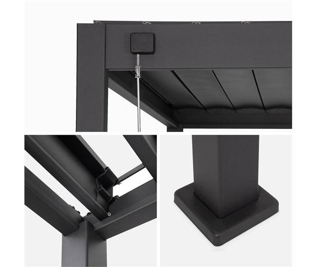 Pérgola bioclimática de alumínio + 3 persianas, Triomphe 400x300 Branco