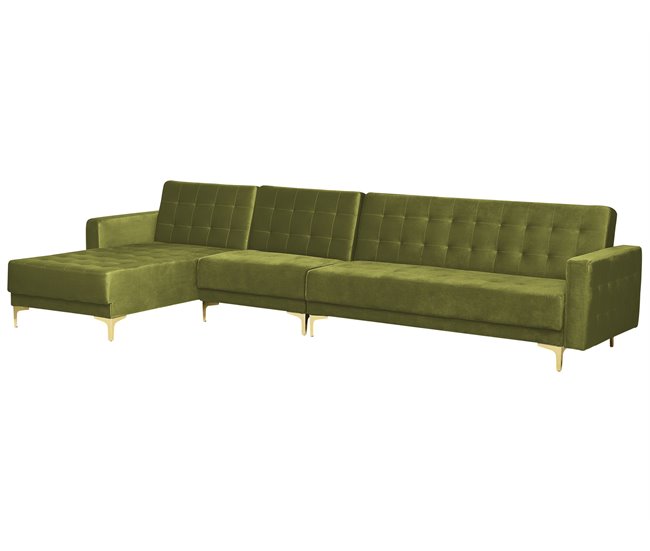 Beliani Sofá-cama Veludo ABERDEEN Verde