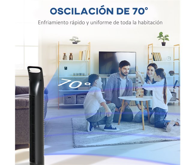 Ventoinha de Torre ABS HOMCOM, casa - aquecimento e climatização Preto