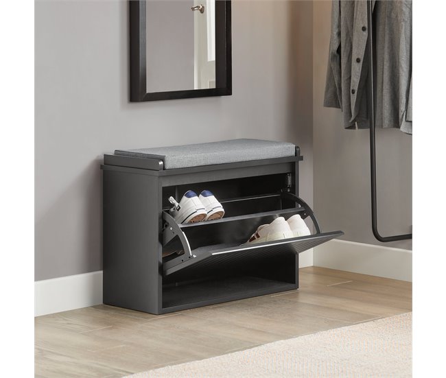 Banco de sapatos com 1 aba SoBuy FSR98-SCH 62 Preto