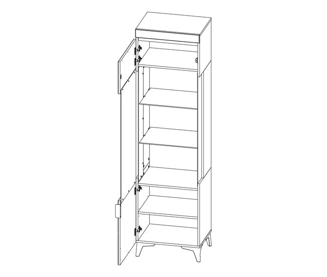 Vitrina LED de 1 porta Ruben 53 Madeira