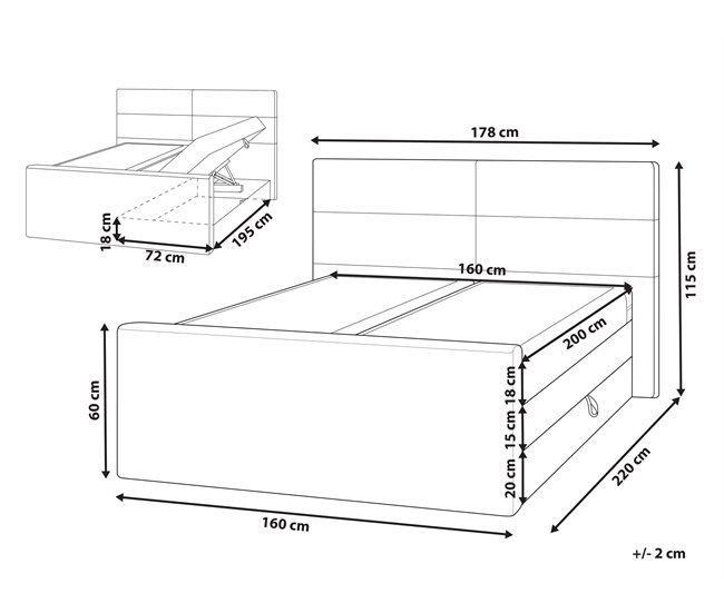 Beliani Cama continental Poliéster ARISTOCRAT 178x220 Bege