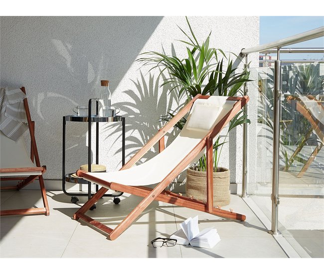 Beliani Cadeira lounge/relax AVELLINO Branco/ Bege