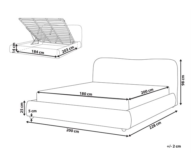 Beliani Cama baú Bouclé BLAGNAC 200x228 Bege