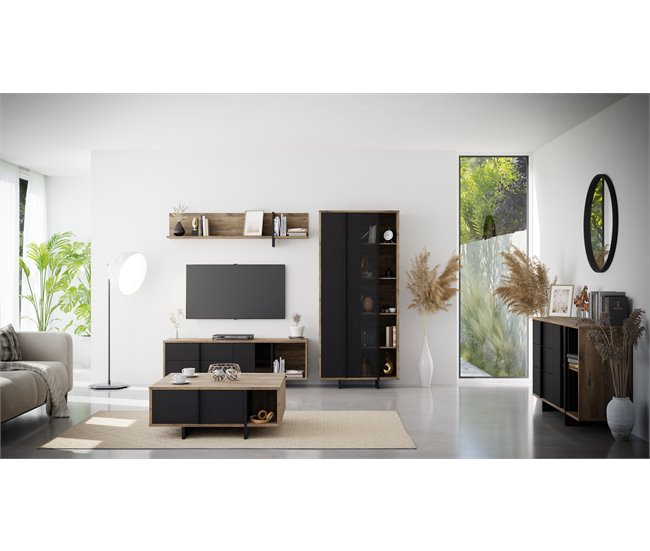 Estante JOKKAZ em carvalho e preto Preto