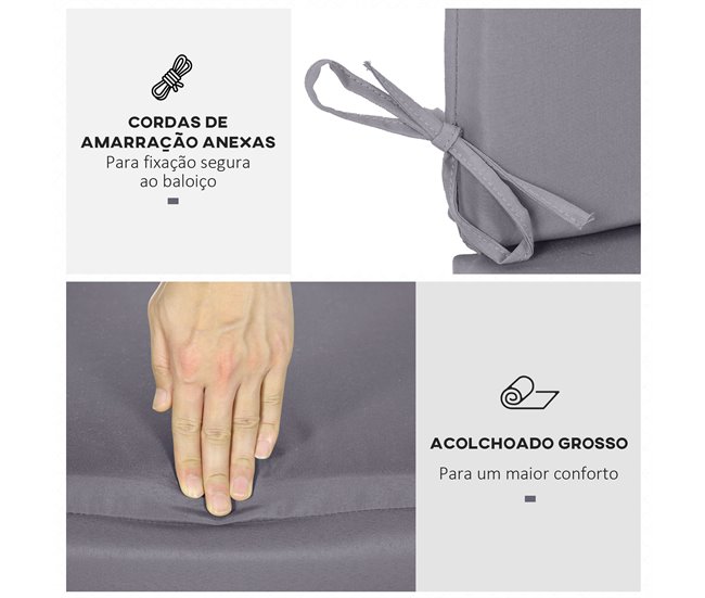 Almofada para Baloiço Poliéster e PP Outsunny Cinza