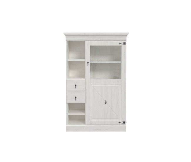 Vitrine 1 porta de vidro 2 gavetas PORTOFINO Branco
