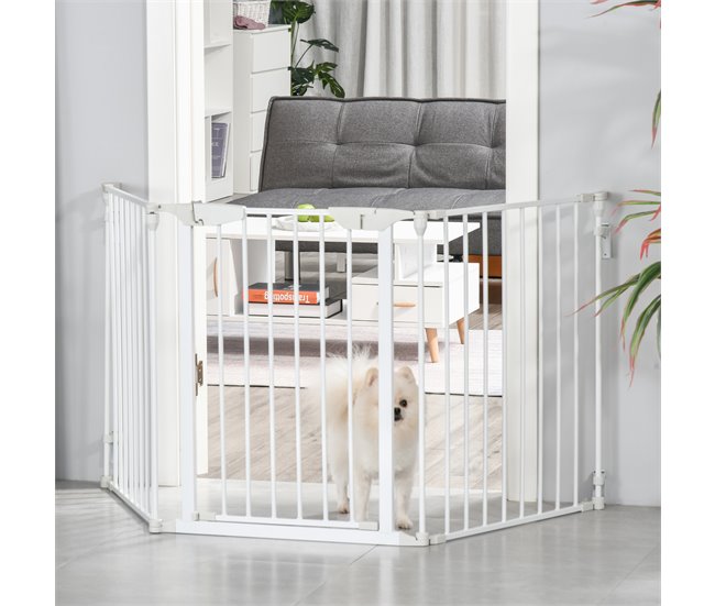 Barreira de Segurança Metal e Plástico PawHut Branco