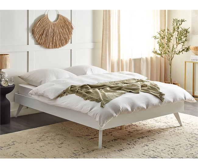 Beliani Cama com estrado MDF BERRIC 167x202 Branco