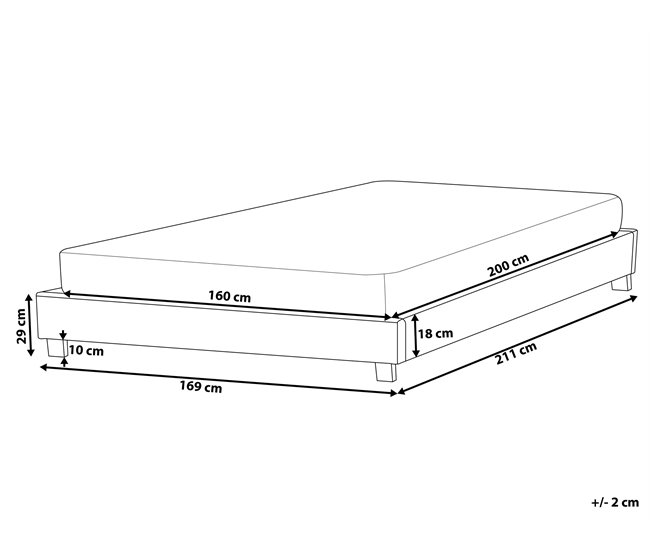 Beliani Cama com estrado Poliéster ROANNE 169x211 Bege