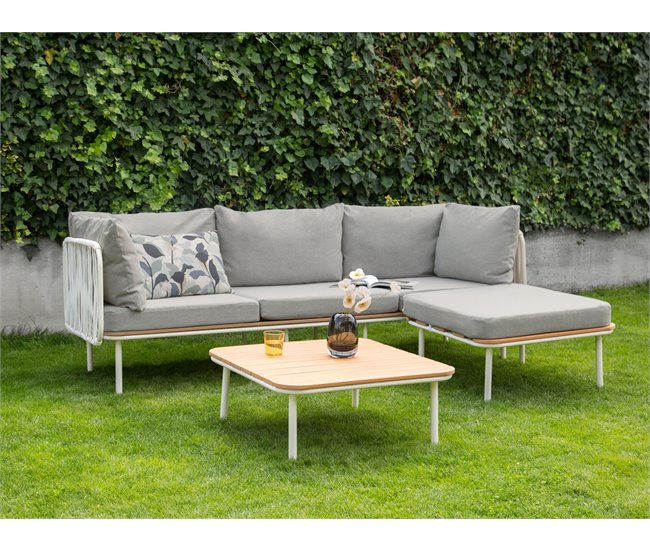 Beliani Conjunto lounge SENISE Branco/cinza