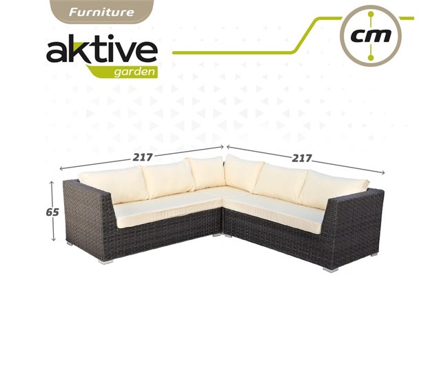 Conjunto de mobiliário de terraço sofá de canto modular com mesa Aktive Preto