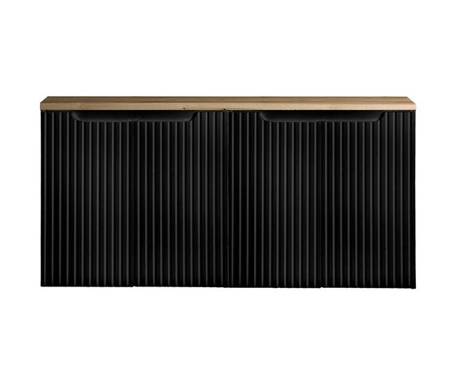 Móvel de casa de banho para lavatório Newport com 4 portas 120 Preto/ Madeira