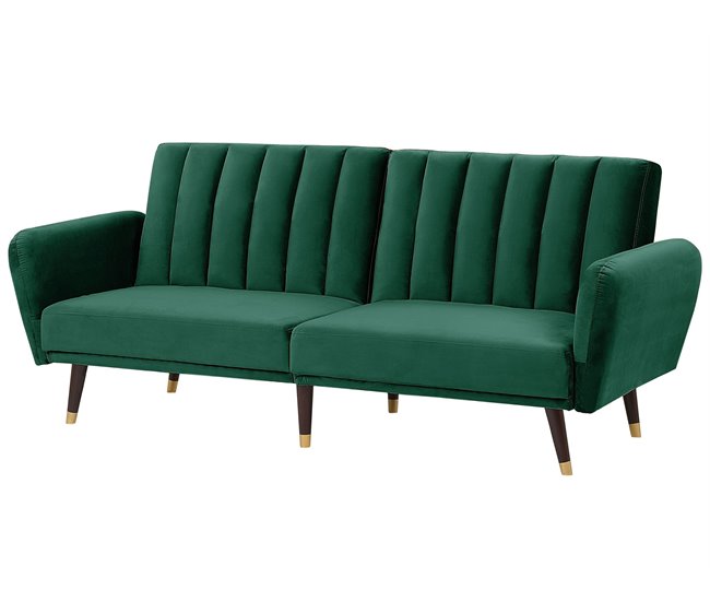 Beliani Sofá-cama Veludo VIMMERBY Azul Claro