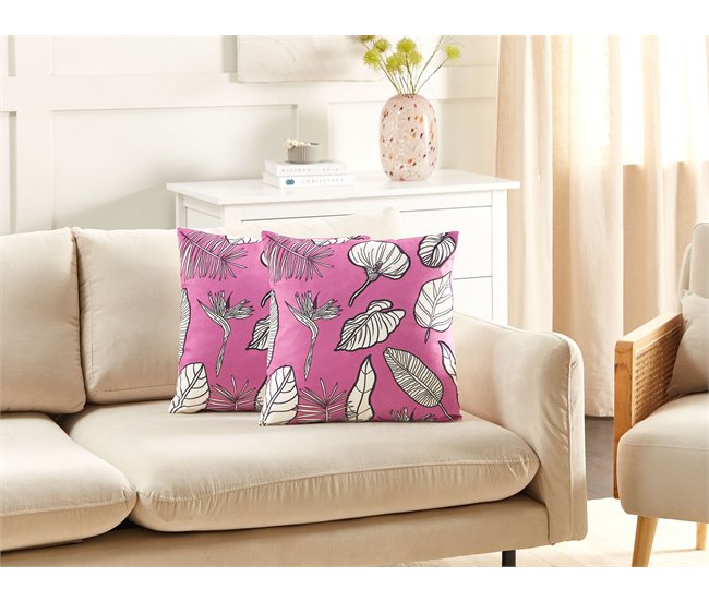 Beliani Almofada decorativa MALVA Rosa
