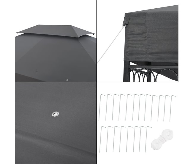 Tenda de receção Lanciano aço poliéster 400x300 Cinza Escuro