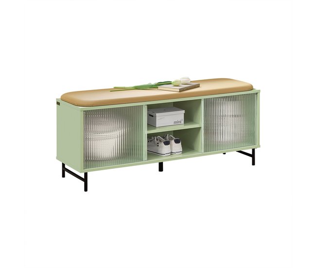 Banco para sapatos com portas deslizantes FSR115-GR SoBuy Verde