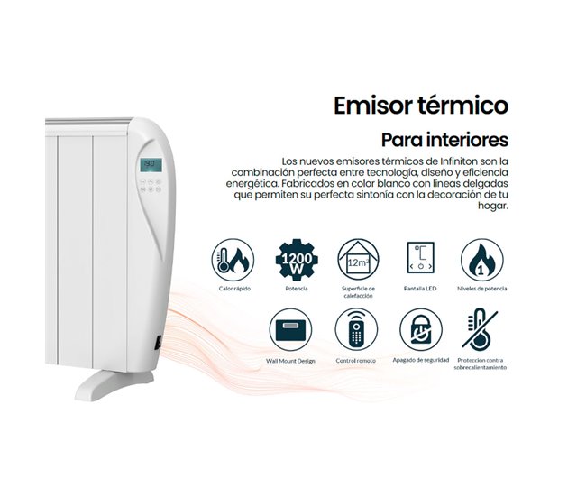 Infiniton HD-ET12 - Aquecedor térmico de 1200 Watt Branco/cinza