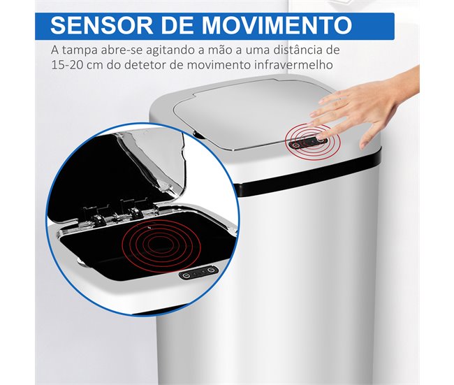 Caixote de Lixo Aço Inoxidável e ABS HOMCOM, casa - cozinha Prata