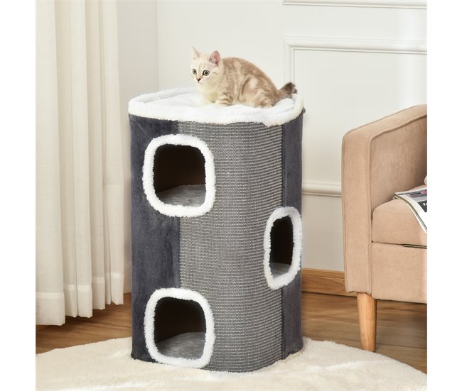Barril Arranhador para Gatos Cinza