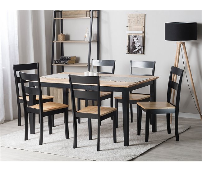 Beliani Mesa de comedor GEORGIA 90x150 Preto