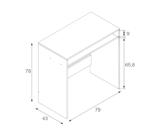 Mesa com efeito de madeira 79x43 Branco