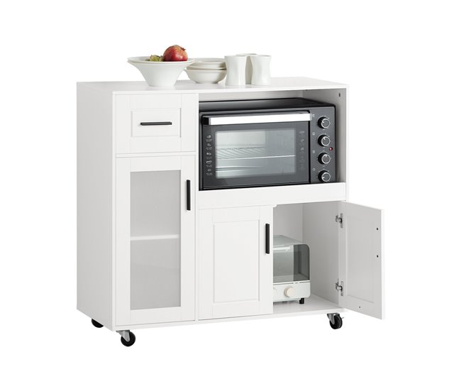 Aparador de Cozinha para Microondas com Rodas SoBuy FSB78-W 40 Branco