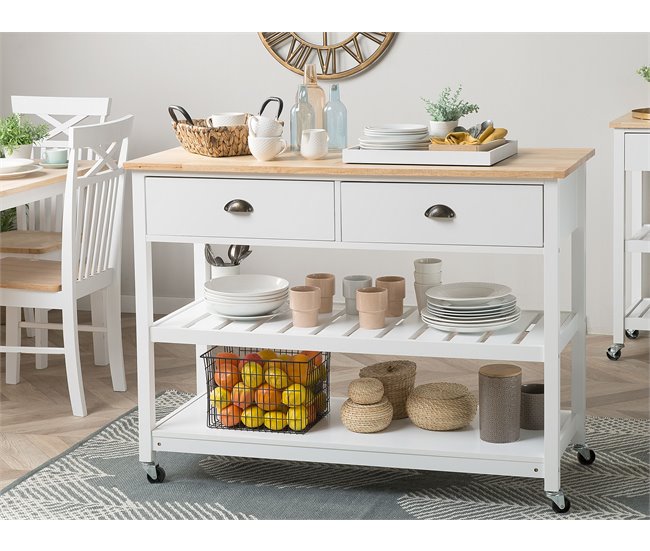 Beliani Carrinho de cozinha NAVARINO 120 Branco