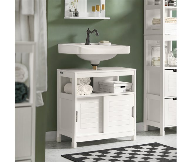 Armário debaixo do lavatório FRG128-SG SoBuy 60 Branco