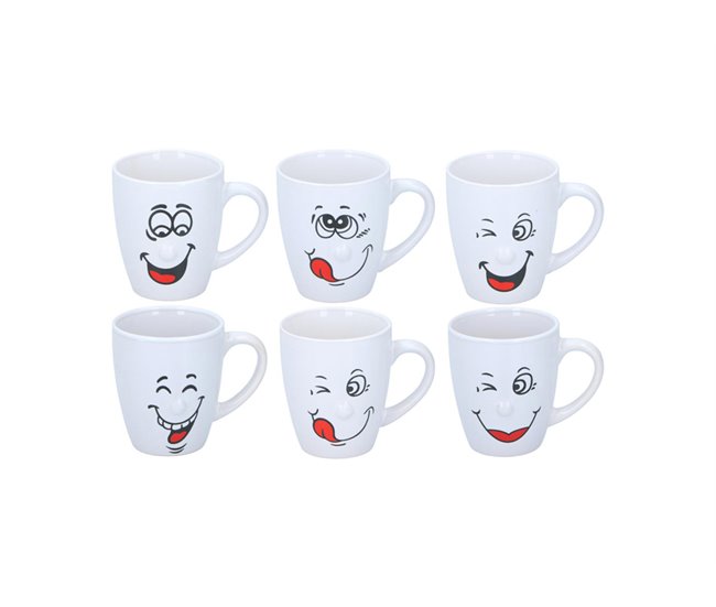 Caneca SONRISAS sortido 300ml material de grés Branco