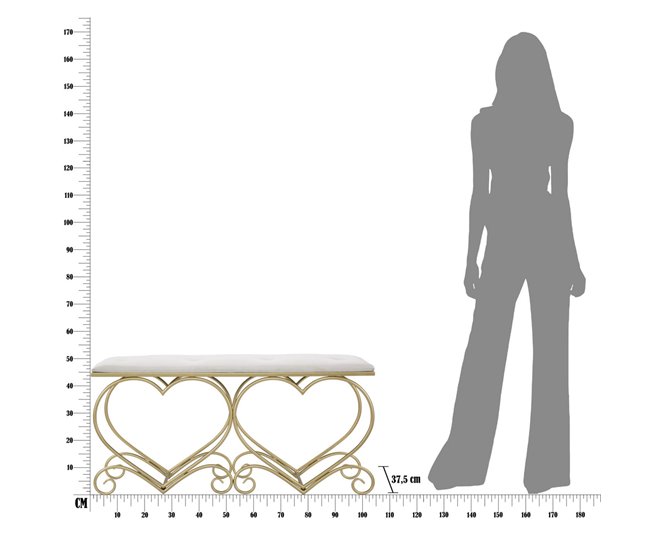 Banco Coração 3 105x37 Branco
