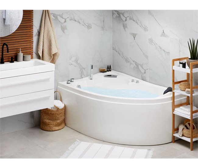 Beliani Banheira de esquina NEIVA 100x150 Branco Brillo
