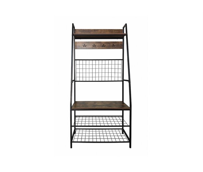 Sapateira DIELE em metal e madeira 180x90x38cm Preto