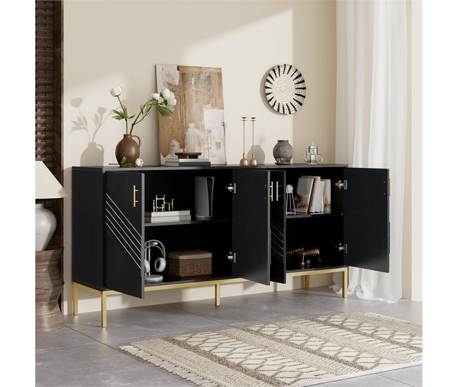 Aparador com 4 portas 160 Preto