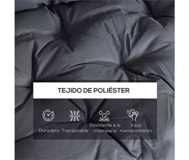 Almofada para Banco com Encosto Poliéster e Algodão Outsunny 150x98 Cinza
