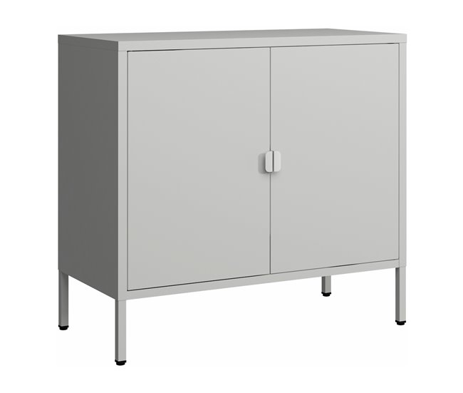 Armário de escritório Hailuoto com compartimentos e 2 portas Cinza