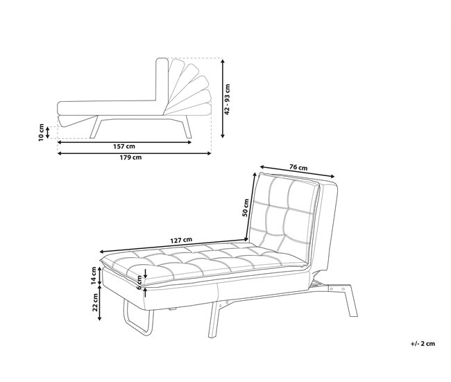 Beliani Chaise longue Terciopelo LOIRET Bege