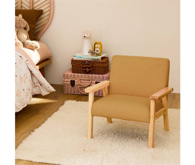 ISAK Cadeirão de madeira escandinavo para crianças Mostarda
